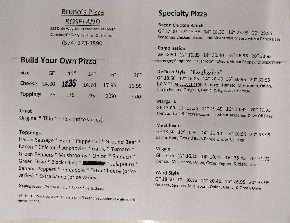Bruno's Pizza/Roseland Menu image 3